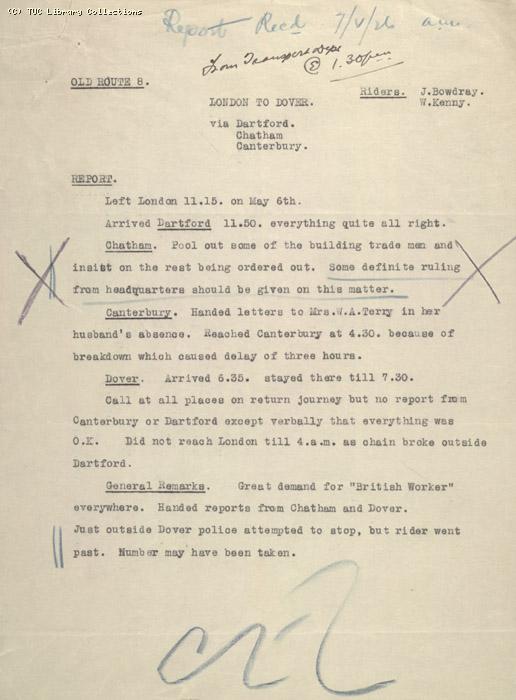 Route Report - 081 7 May 1926