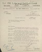 Letter - Walthamstow Trades and Labour Council, 6 May 1926