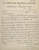 Letter - Lewisham Trades Council and Borough Labour Party, 11 May 1926 (1)