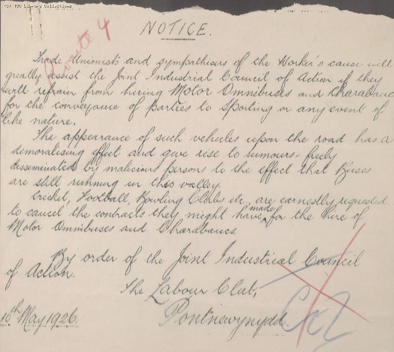 Notice - The Labour Club, Pontnewynydd, 10 May 1926