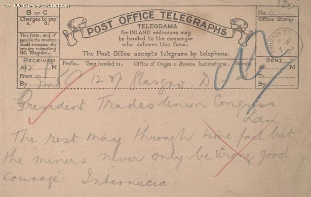 Telegram - Glasgow, 7 May 1926