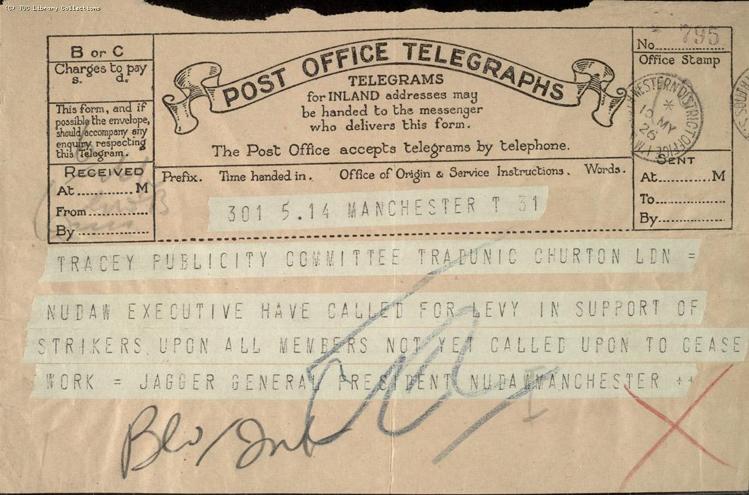 Telegram, Manchester, 10 May 1926 (1)