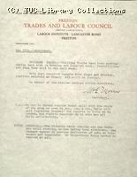 Letter - Preston Trades and Labour Council, 10 May 1926
