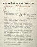 Letter - Preston Trades and Labour Council, 10 May 1926