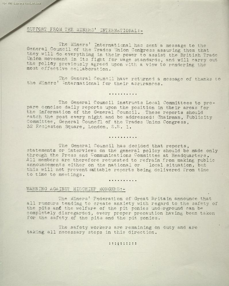 TUC Official Bulletin No.1, 4 May 1926