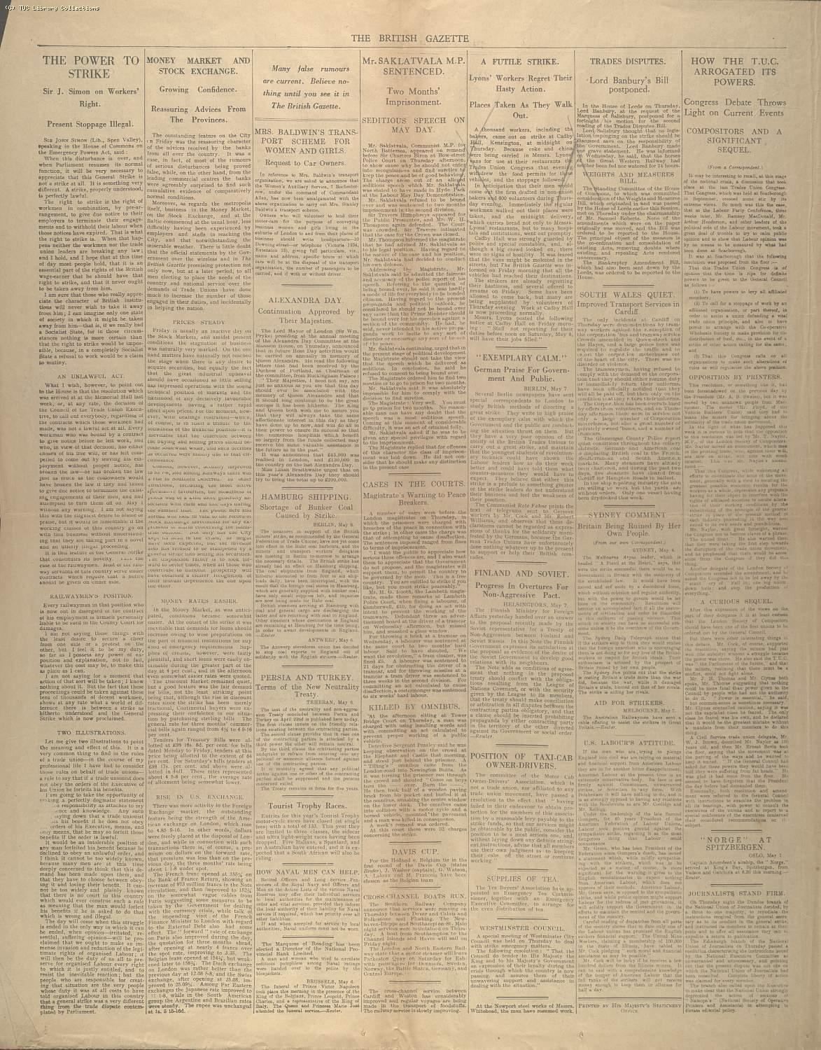 The British Gazette, 8 May 1926