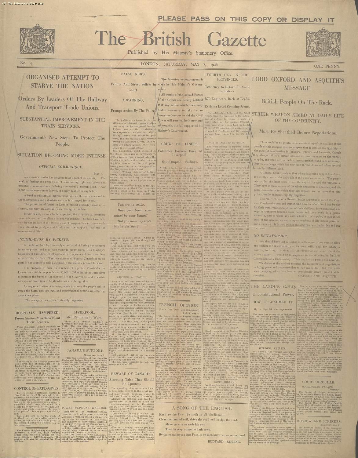 The British Gazette, 8 May 1926