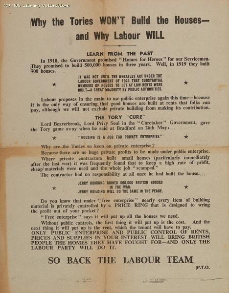 Welcome home - Labour Party leaflet, 1945