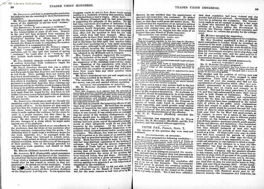 TUC Report, 1888