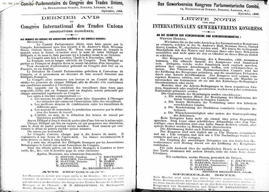 TUC Report, 1888