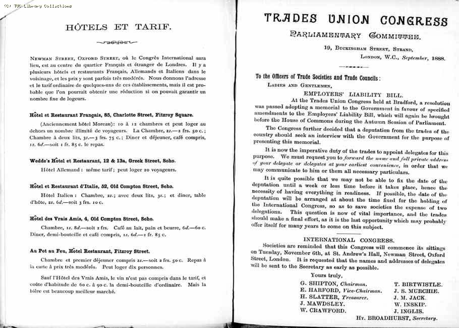 TUC Report, 1888