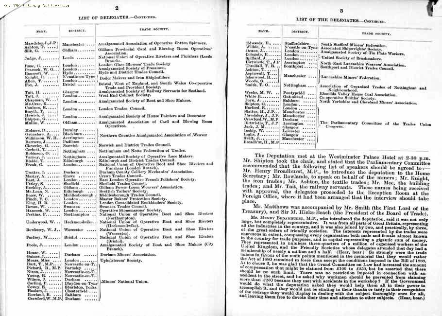 TUC Report, 1888