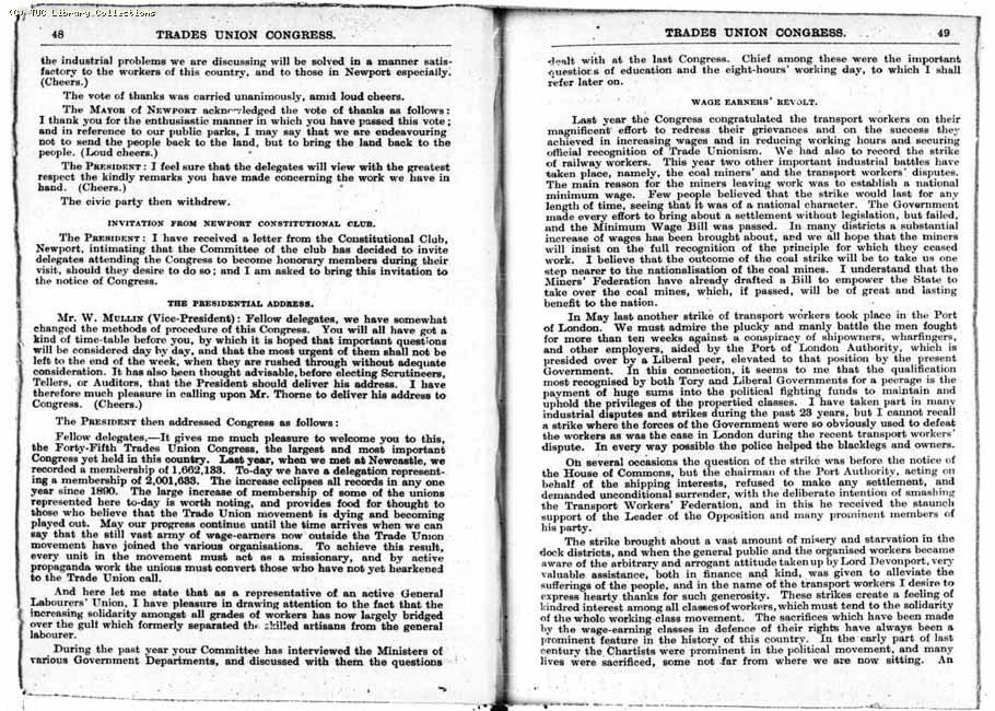 TUC Report, 1912