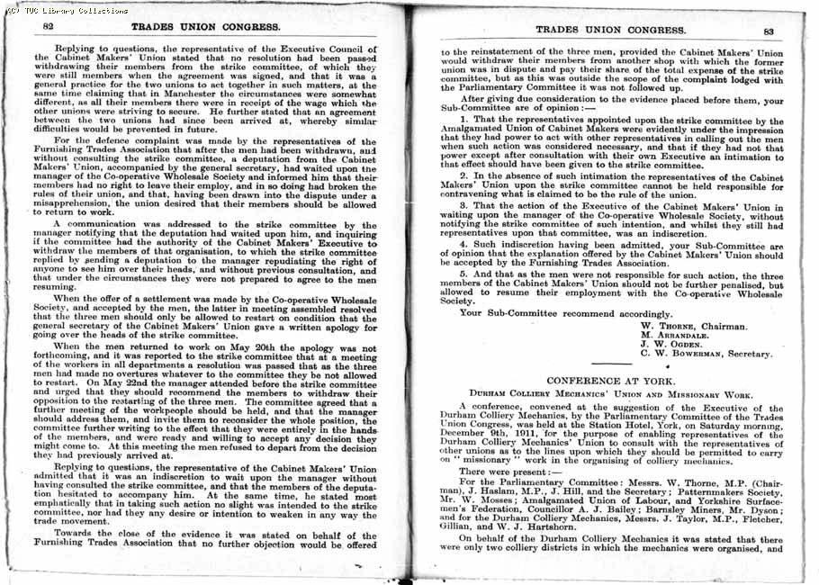 TUC Report, 1912
