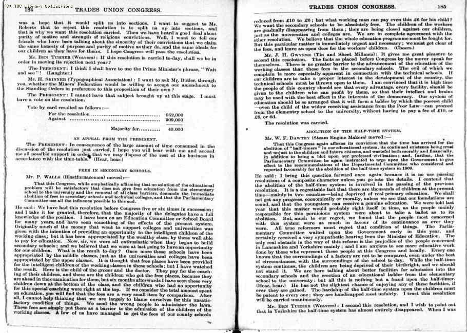 TUC Report, 1912