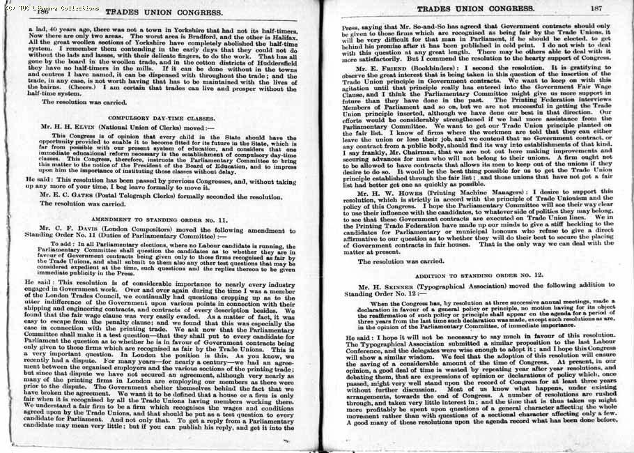 TUC Report, 1912