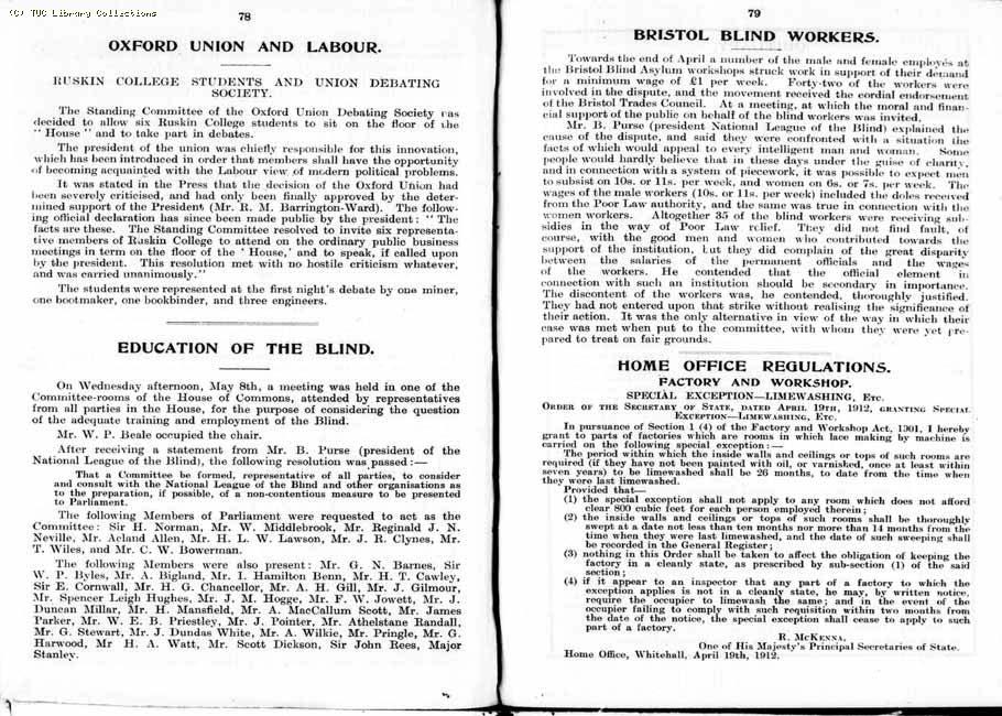 TUC Report, 1912