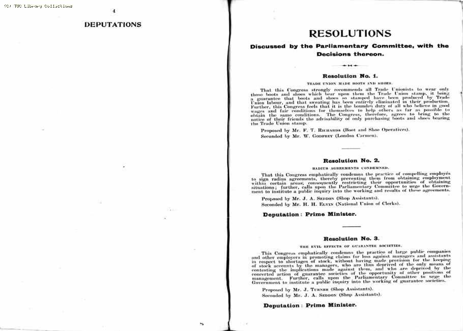 TUC Report, 1912
