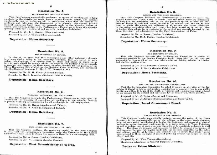 TUC Report, 1912