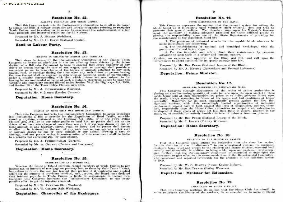 TUC Report, 1912