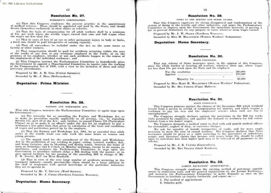 TUC Report, 1912
