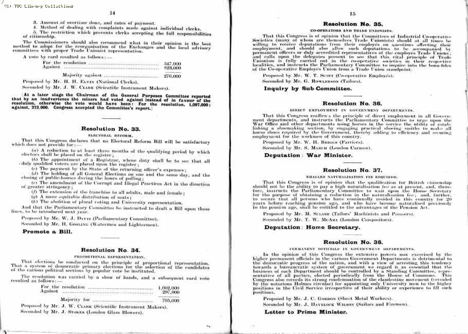 TUC Report, 1912