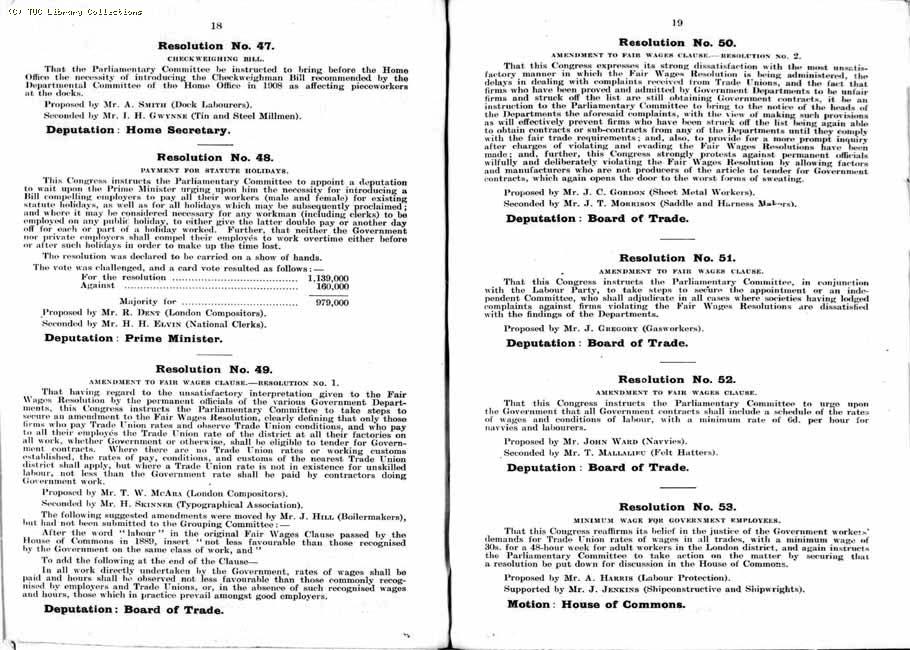 TUC Report, 1912