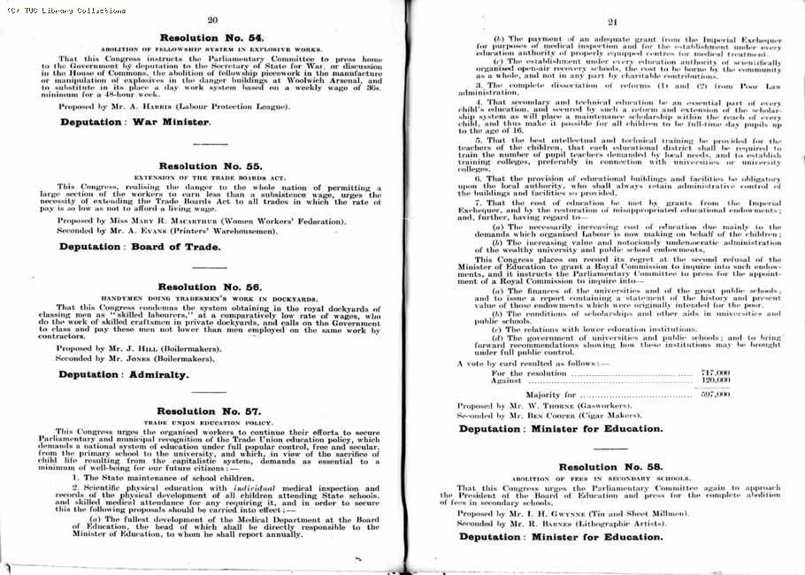 TUC Report, 1912
