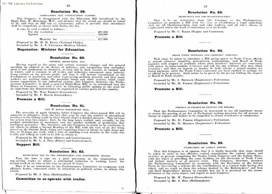 TUC Report, 1912