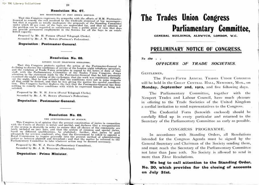 TUC Report, 1912