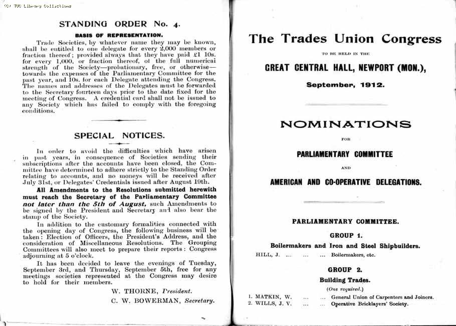 TUC Report, 1912