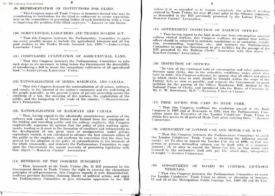 TUC Report, 1912