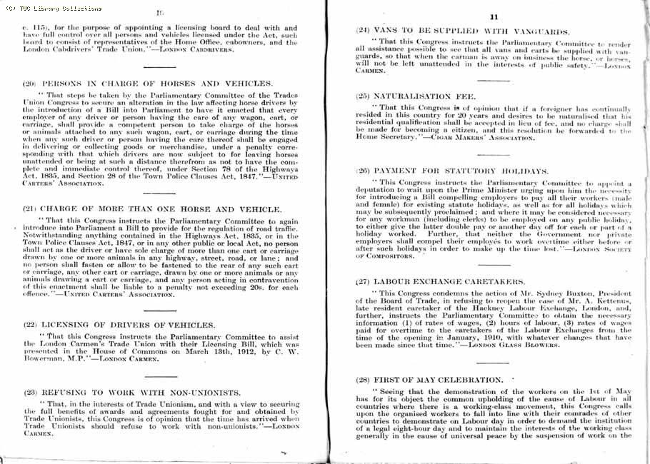 TUC Report, 1912