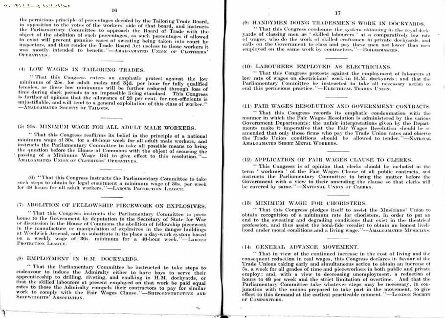 TUC Report, 1912