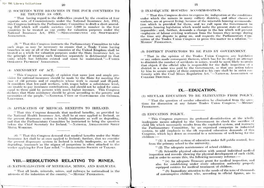 TUC Report, 1912