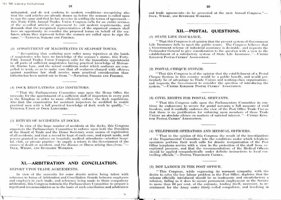 TUC Report, 1912