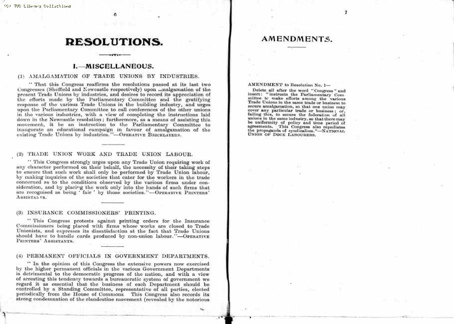 TUC Report, 1912