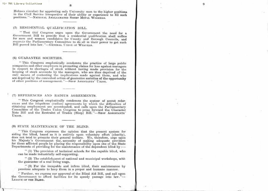 TUC Report, 1912
