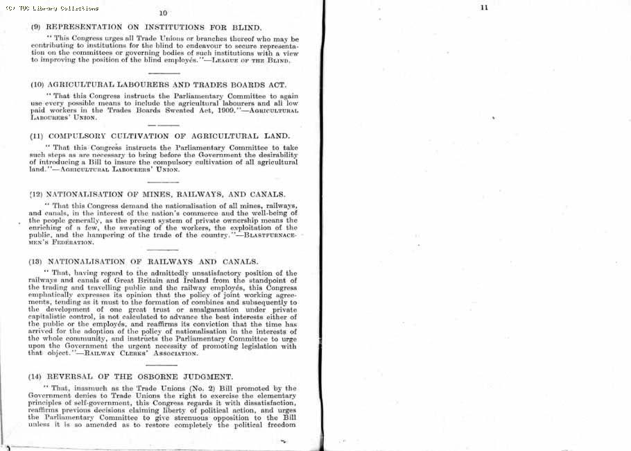 TUC Report, 1912