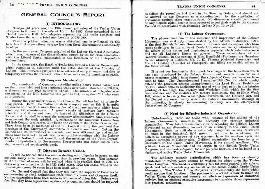 TUC Report, 1924
