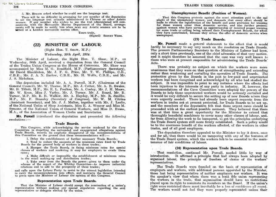 TUC Report, 1924