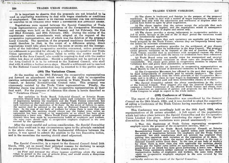 TUC Report, 1924
