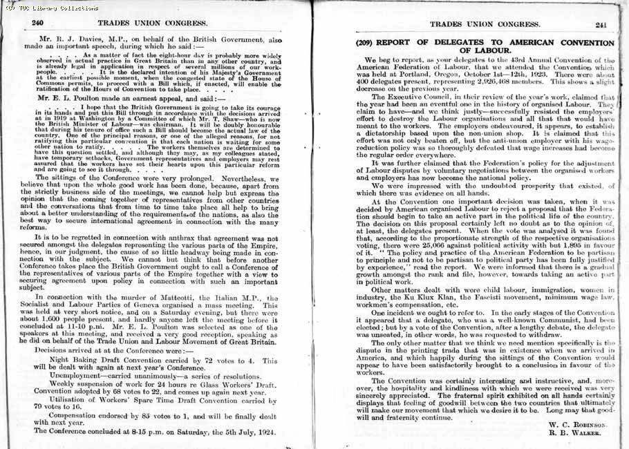TUC Report, 1924
