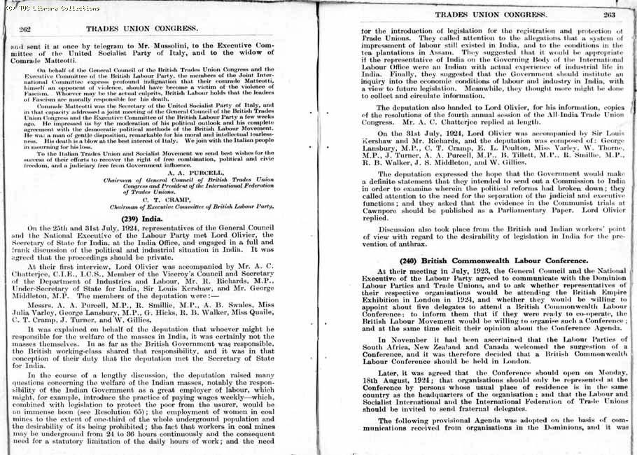 TUC Report, 1924