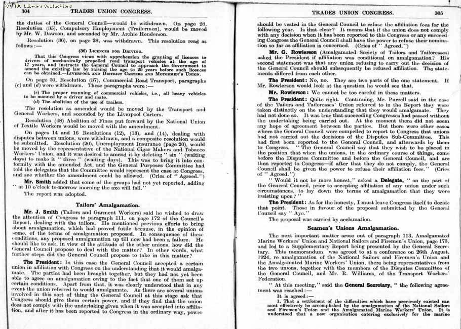 TUC Report, 1924