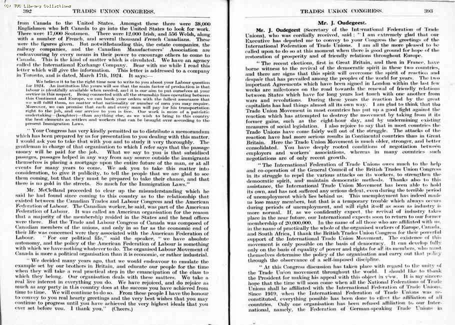 TUC Report, 1924