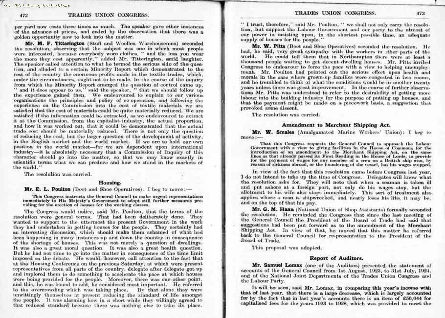 TUC Report, 1924