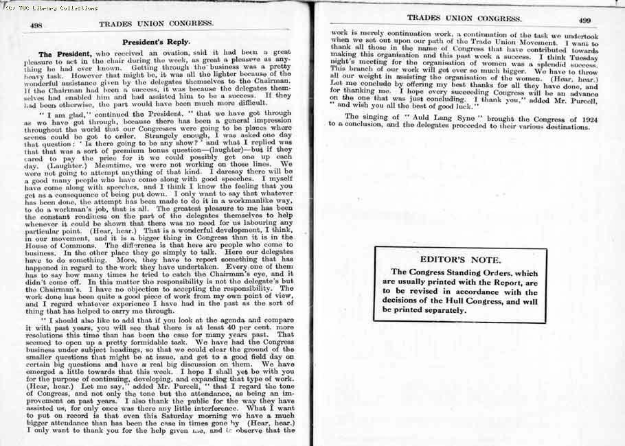 TUC Report, 1924