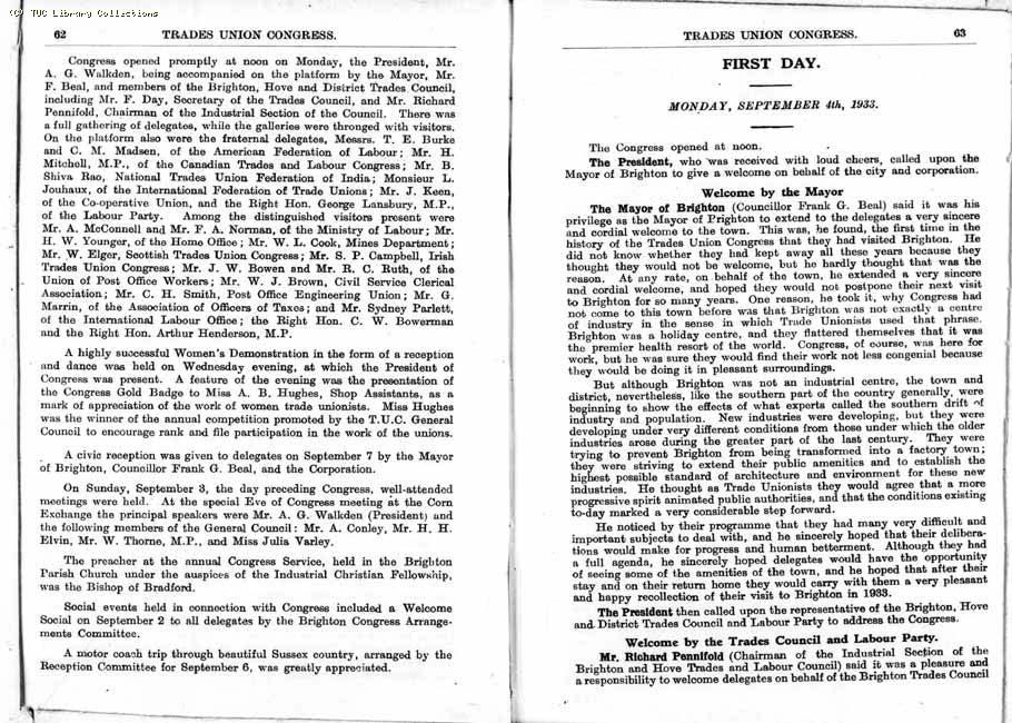 TUC Report, 1933