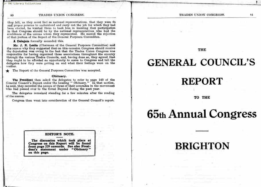 TUC Report, 1933